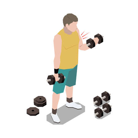 Isometric Weight Lifting Compositionのイラスト素材