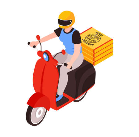 Female Scooter Courier Compositionのイラスト素材