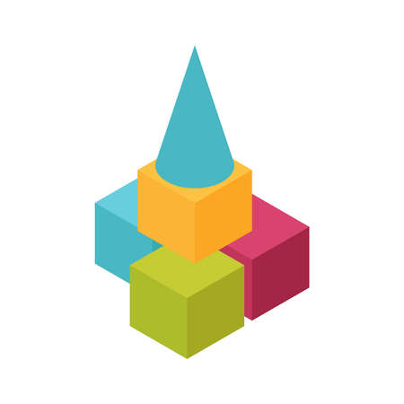 Children Cubes Toy Compositionのイラスト素材