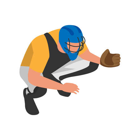 Isometric Baseball Player Compositionのイラスト素材