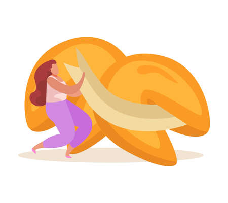 Fortune Cookies Girl Compositionのイラスト素材