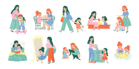 Mother Daughter Color Setのイラスト素材