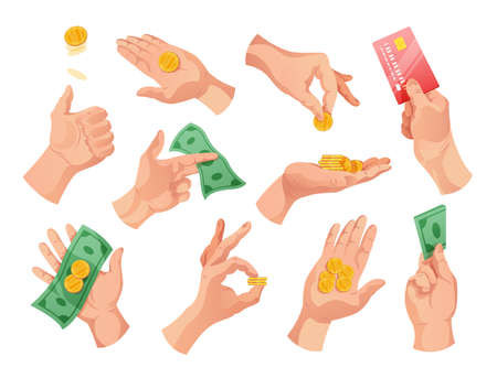 Hands Holding Money Setのイラスト素材