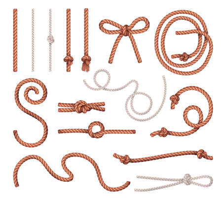 Rope Knots Realistic Setのイラスト素材