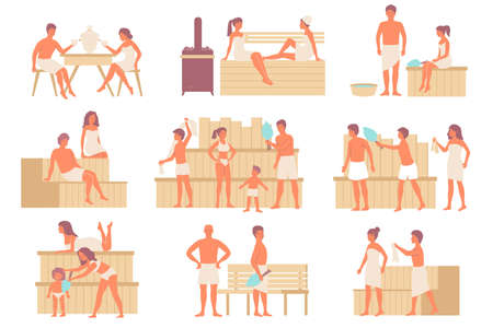 Bath Public Sauna Setのイラスト素材