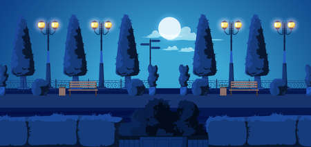 Night Park Lane Illustrationのイラスト素材