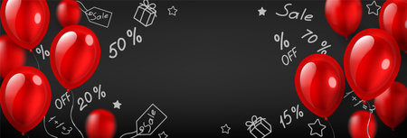 Red Balloons Sale Compositionのイラスト素材