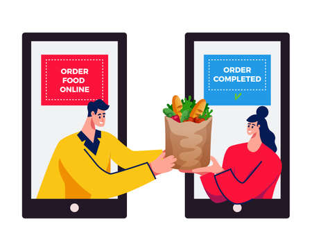 Smartphone Food Order Compositionのイラスト素材