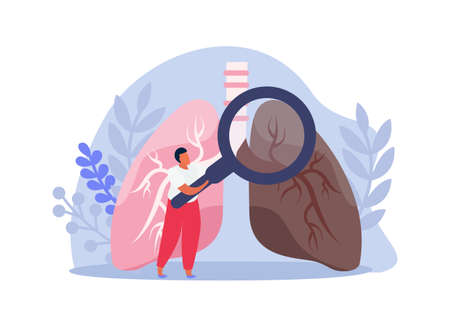 Lung Inspection Flat Compositionのイラスト素材