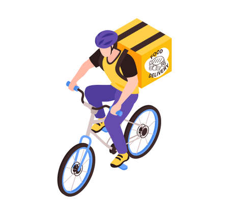 Male Courier Bicycle Compositionのイラスト素材