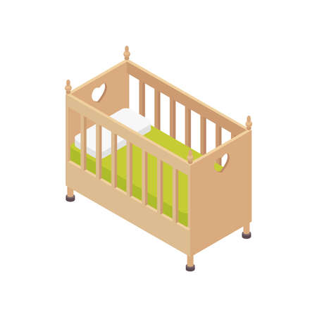 Baby Bed Isometric Compositionのイラスト素材