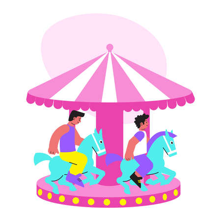 Carousel Flat Illustrationのイラスト素材