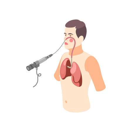 Bronchoscopy Isometric Iconのイラスト素材