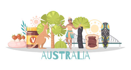 Australia Cartoon Compositionのイラスト素材
