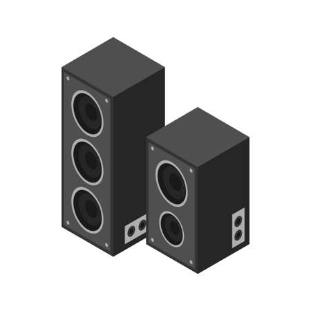 Loudspeakers Isometric Illustrationのイラスト素材