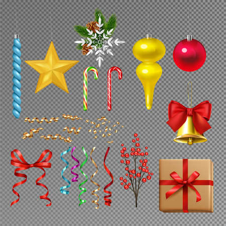 Christmas Decoration Transparent Setのイラスト素材