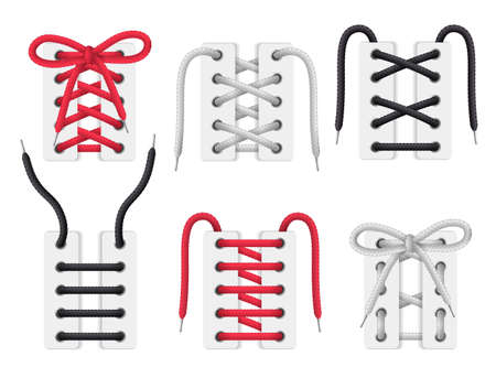 Shoelaces Realistic Setのイラスト素材