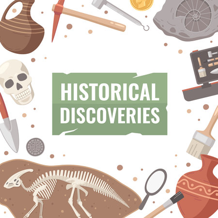 Historical Discoveries Cartoon Compositionのイラスト素材