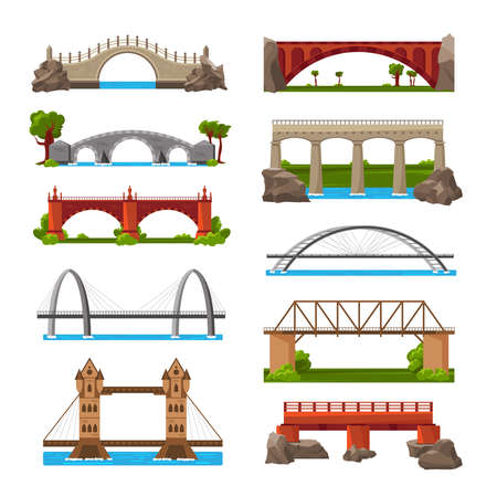 Bridges Cartoon Icon Setのイラスト素材