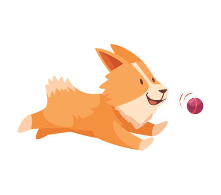 Playing Dog Illustrationのイラスト素材