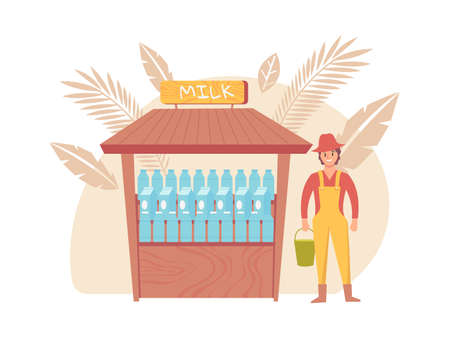 Selling Milk Illustrationのイラスト素材