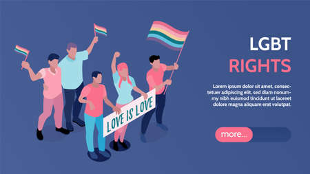 LGBT Rights Isometric Bannerのイラスト素材
