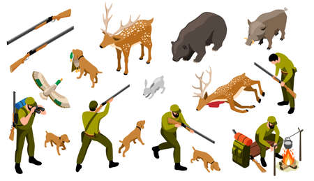 Hunting Isometric Setのイラスト素材