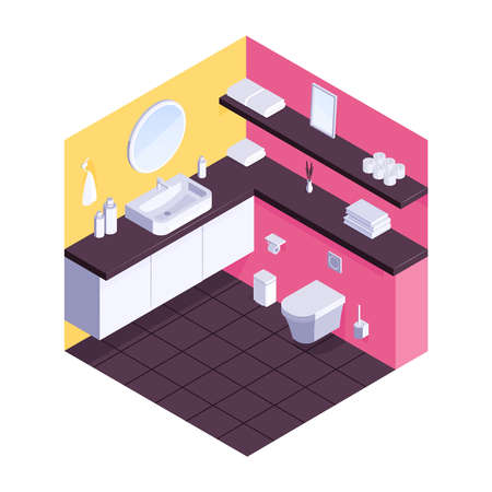 Home Toilet Isometric Compositionのイラスト素材