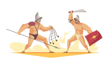 Gladiators Cartoon Compositionのイラスト素材