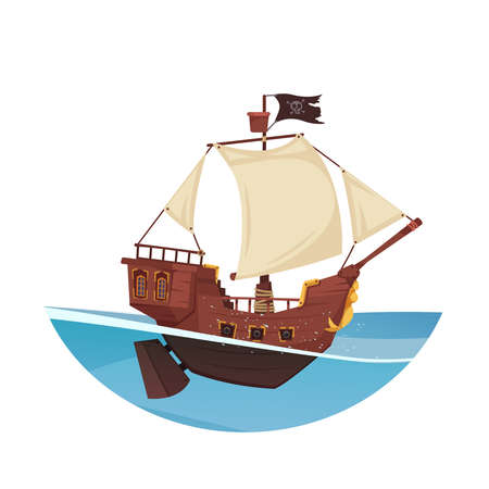Pirate Ship Illustrationのイラスト素材