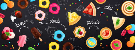 Desserts Sweets Background Bannerのイラスト素材