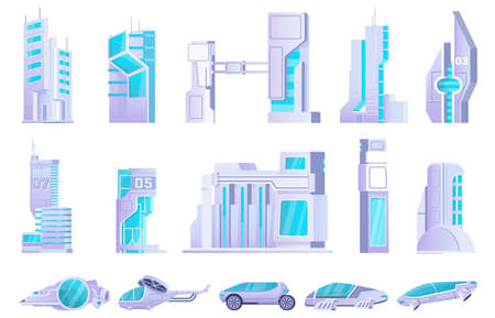 Cyberpunk City Icon Setのイラスト素材