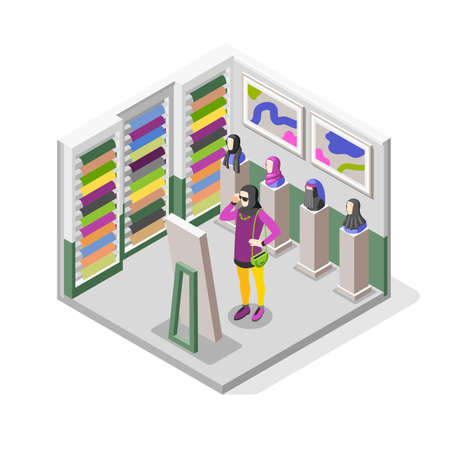 Hijab Isometric Compositionのイラスト素材