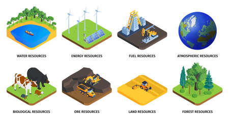 Natural Resources Isometric Setのイラスト素材