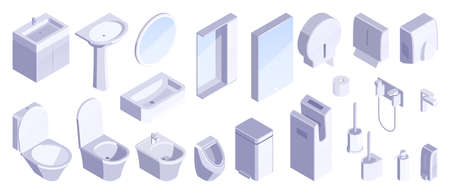 Toilet Sanitary Isometric Setのイラスト素材