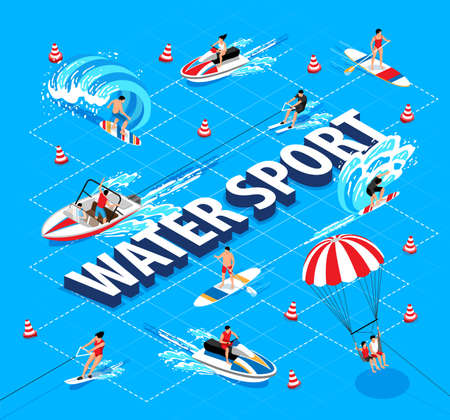 Watersport Isometric Flowchartのイラスト素材