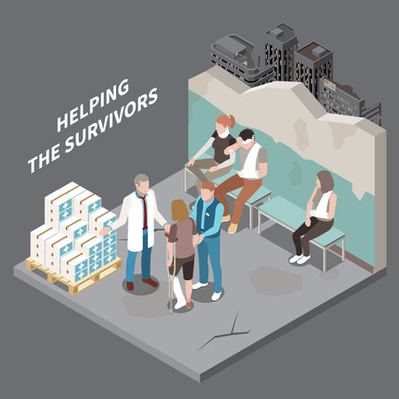 Helping The Survivors Isometric Backgroundのイラスト素材