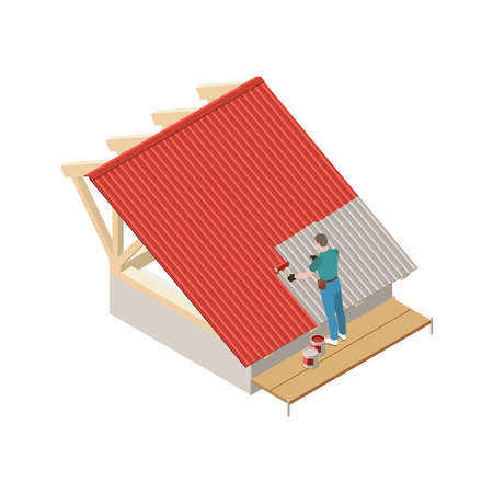 Roof Painting Illustrationのイラスト素材
