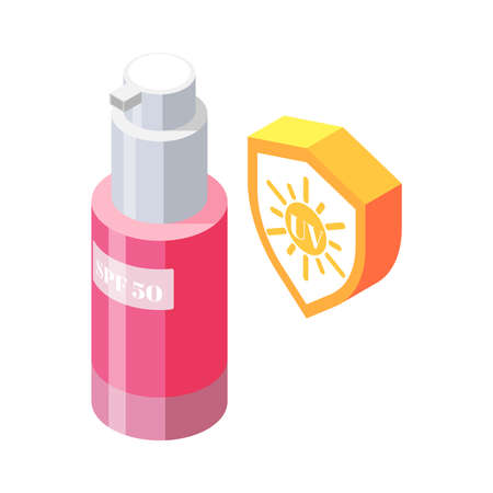 Isometric Sunscreen Bottle illustrationのイラスト素材