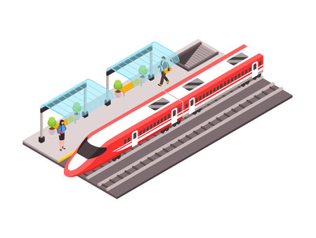 Public Transport Isometric  illustrationのイラスト素材