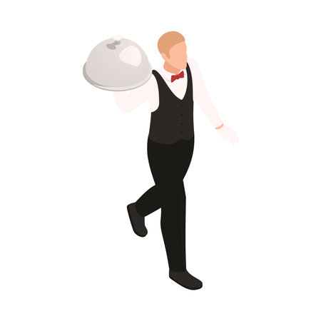 Waiter Isometric  illustrationのイラスト素材