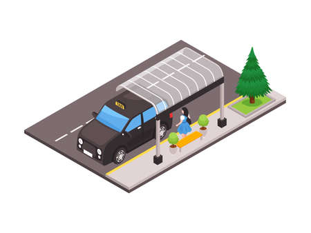 Taxi Isometric Iconのイラスト素材
