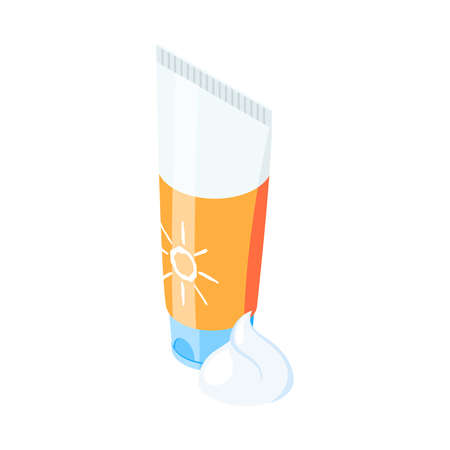 Suncream Isometric Illustrationのイラスト素材