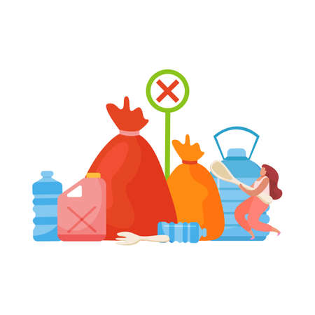 Stop Plastic Flat Conceptのイラスト素材