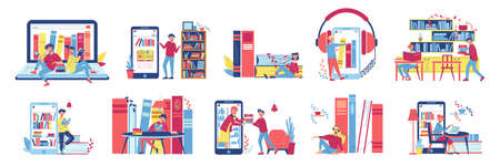 Online Library Color Icon Setのイラスト素材