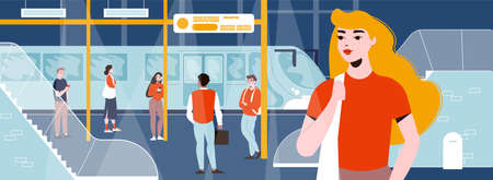 Flat Subway Illustrationのイラスト素材