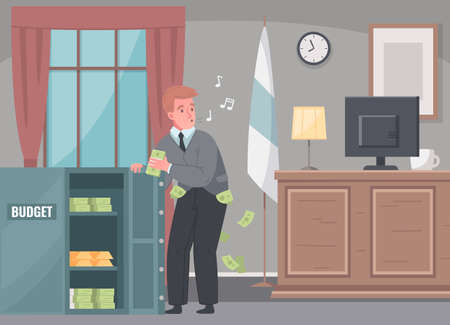 Corruption Money Laundering Cartoon Compositionのイラスト素材