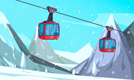 Winter Ski Resort Cartoon Compositionのイラスト素材