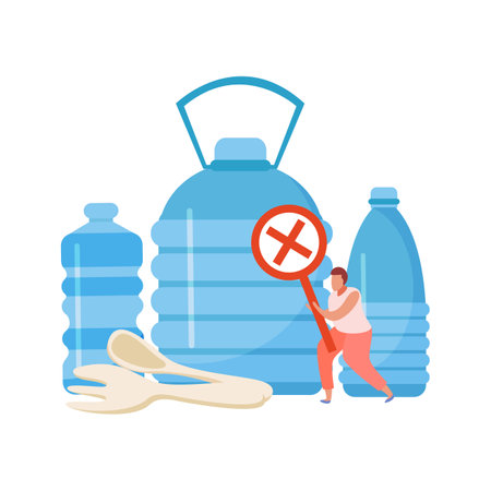 Stop Plastic Conceptのイラスト素材