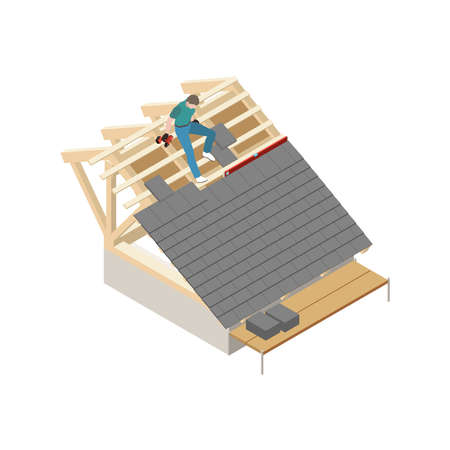 Roofing Isometric Iconのイラスト素材